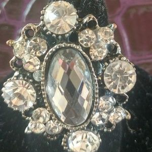 Faux jeweled ring, adjustable back